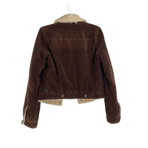 Abercrombie & Fitch Brown Corduroy Sherpa Lined Trucker Coat Western Y2K Medium - Picture 2 of 10